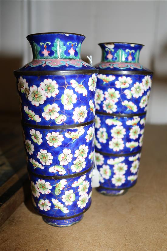 A pair of Canton enamel vases. 19th century